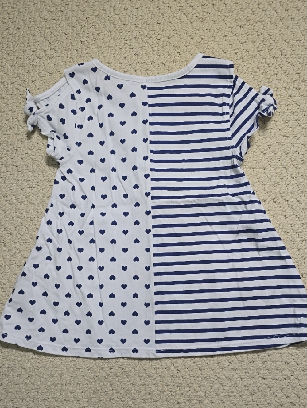 ๐ธ3/$30๐ธ 4T Blue & White Heart-Print Striped Girls' Top with Flower Trim - Picture 4 of 4